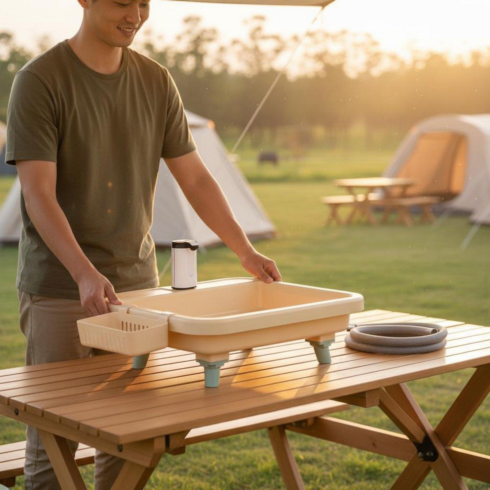 Portable Camping Sink with Bui - Outdoor Adventurer review and price