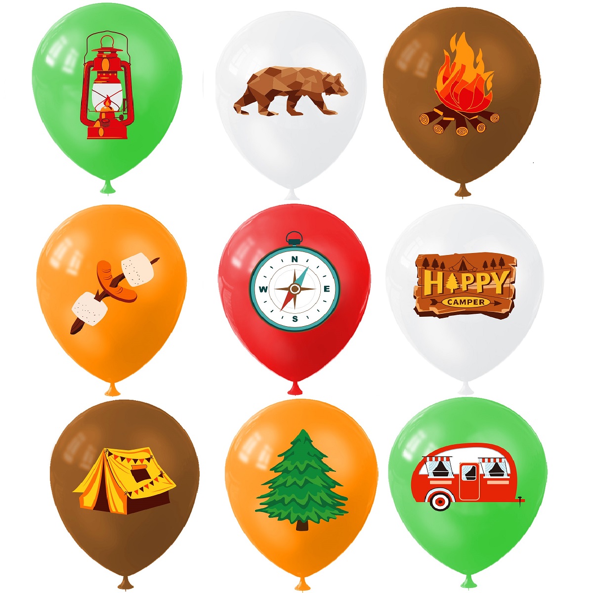 9pcs Happy Camping Balloon, Ou - Outdoor Adventure Boys review and price